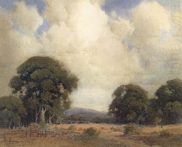 California Landscape with Oaks and Fence, unknow artist